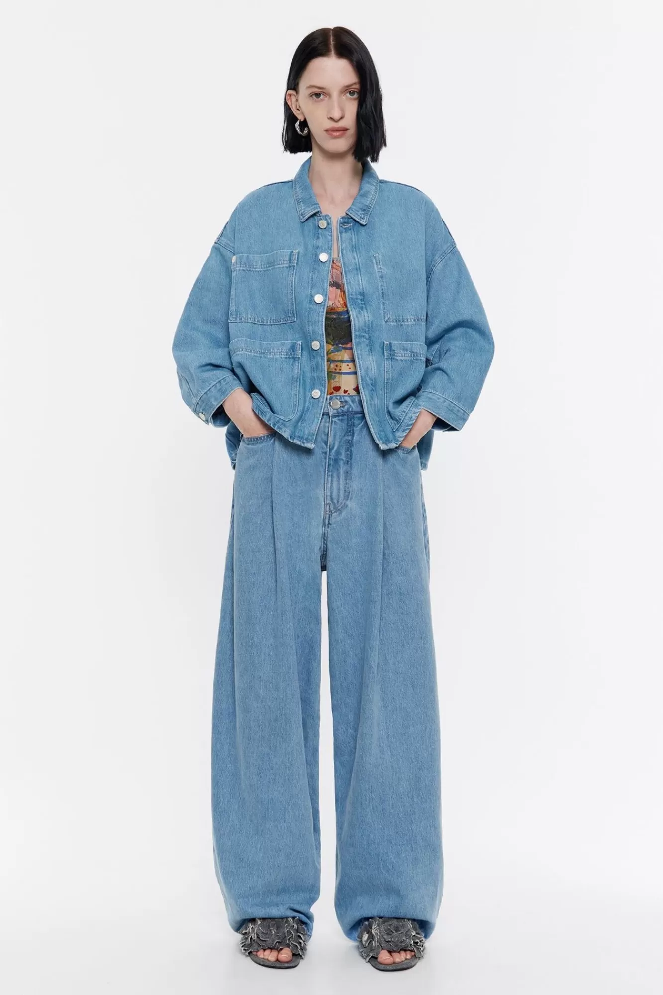 BIMBA Y LOLA Cazadora Denim Recta Azul Cheap