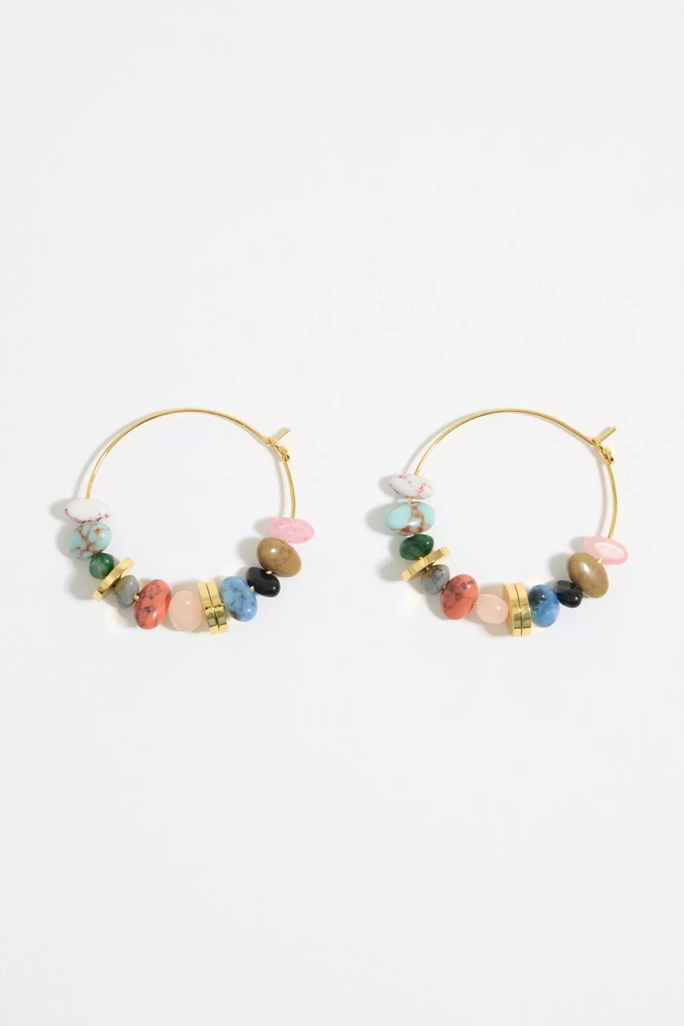 BIMBA Y LOLA Pendientes Aro Grande Piedras Multicolor Best