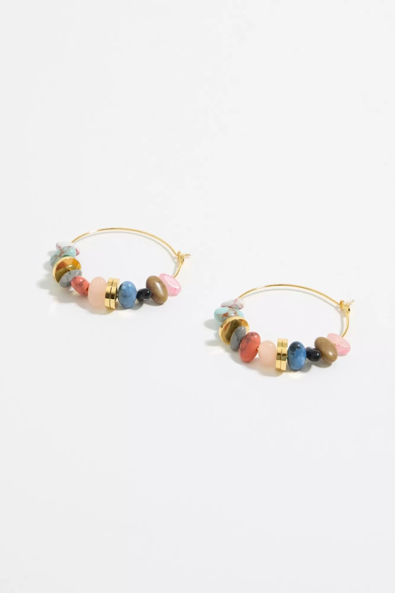 BIMBA Y LOLA Pendientes Aro Grande Piedras Multicolor Best