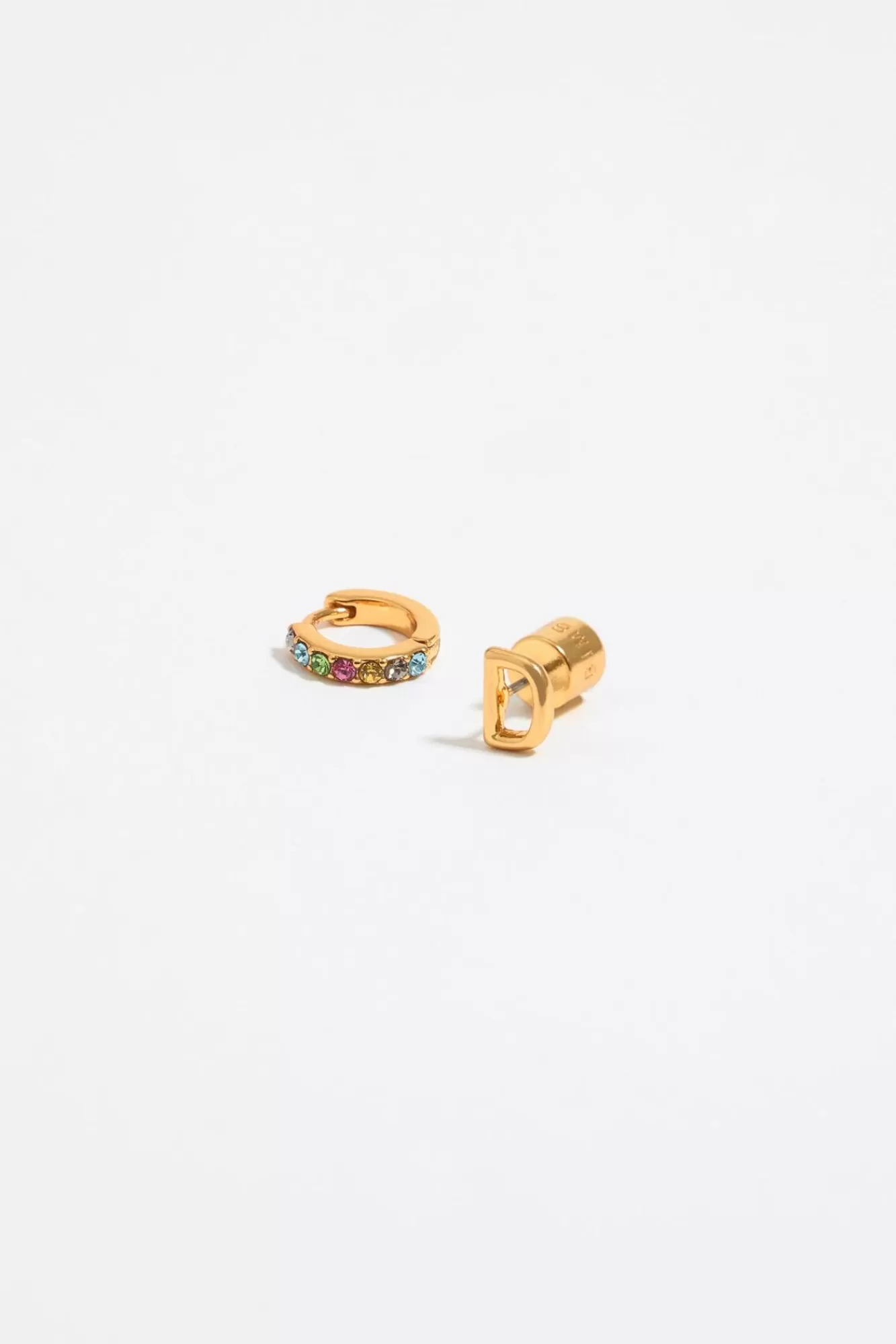 BIMBA Y LOLA Pendientes Letra D Y Aro Mini Cristales Multicolores Clearance