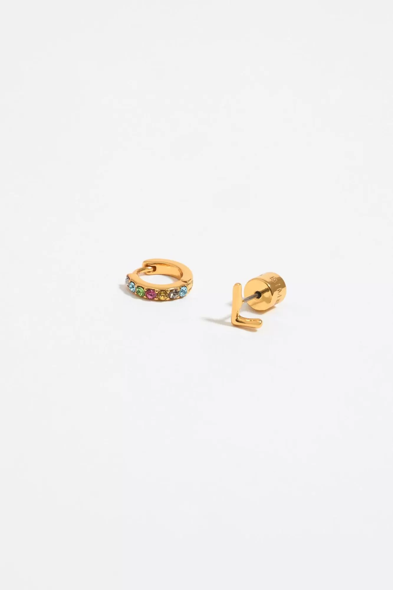 BIMBA Y LOLA Pendientes Letra L Y Aro Mini Cristales Multicolores Fashion
